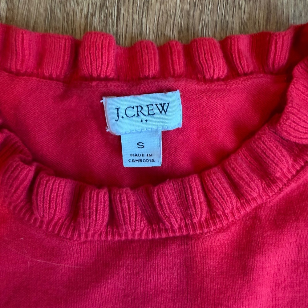 Women's J. Crew Factory Cotton ruffleneck sweater - Picture 3 of 4